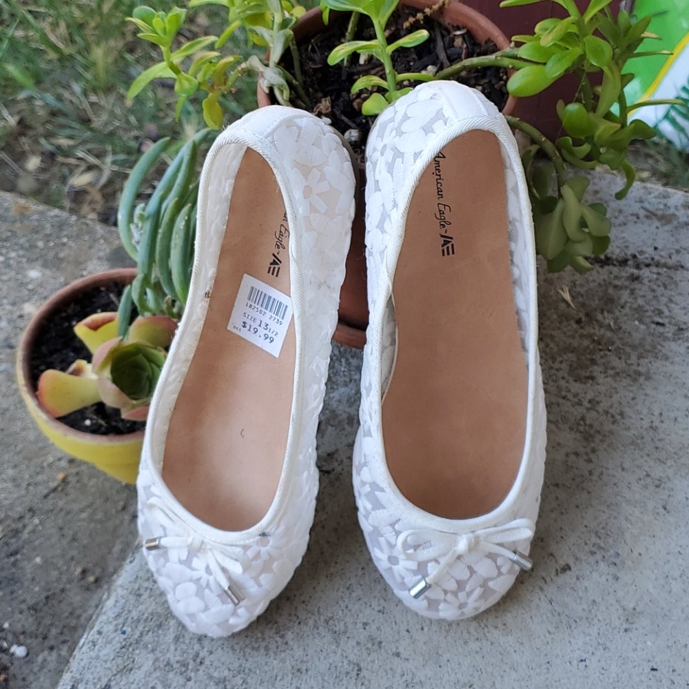 Girls White Ballet Flats